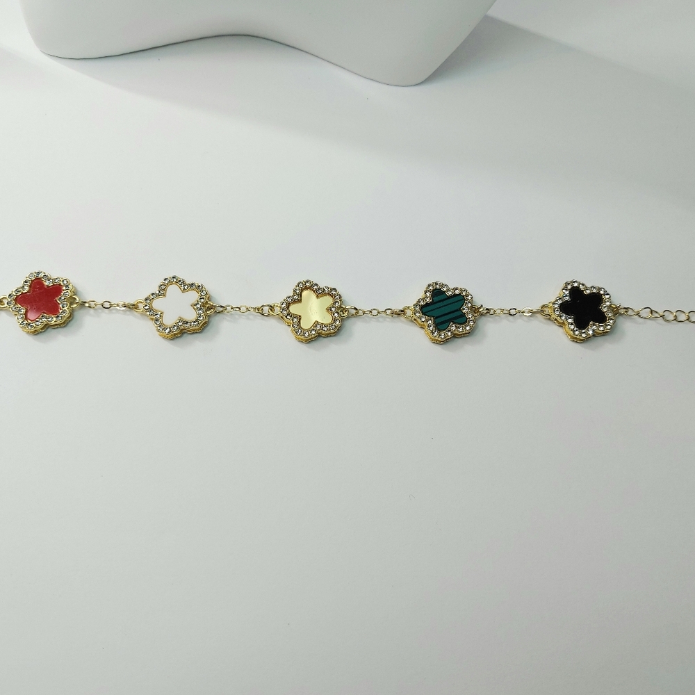 Elegant Gold Multi-Color Flower Bracelet